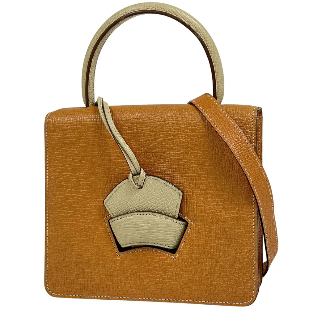Loewe Barcelona Handbag Leather Orange Yellow